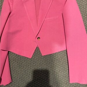 Zara pink brand, new linen cotton crop blazer small